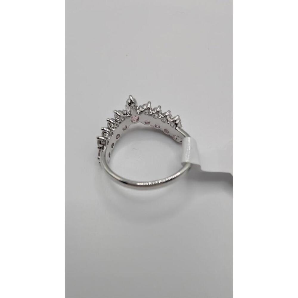 Silver Ring with Pink and Clear Stones, Size 8 - Picture 5 of 7